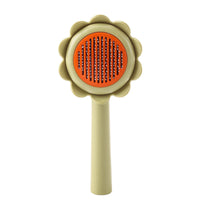 HKM-0723389 Flower-Shaped Self-Cleaning Cat and Dog Grooming Brush with Stainless Steel Bristles