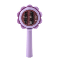 HKM-0723389 Flower-Shaped Self-Cleaning Cat and Dog Grooming Brush with Stainless Steel Bristles