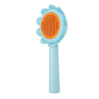 HKM-0723389 Flower-Shaped Self-Cleaning Cat and Dog Grooming Brush with Stainless Steel Bristles