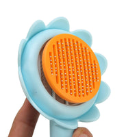 HKM-0723389 Flower-Shaped Self-Cleaning Cat and Dog Grooming Brush with Stainless Steel Bristles
