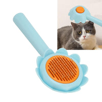 HKM-0723389 Flower-Shaped Self-Cleaning Cat and Dog Grooming Brush with Stainless Steel Bristles