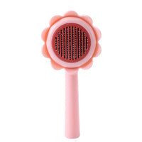 HKM-0723389 Flower-Shaped Self-Cleaning Cat and Dog Grooming Brush with Stainless Steel Bristles