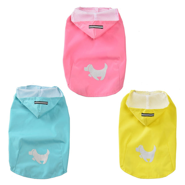 HKM-0723517 Puppy Print Raincoat for Dogs - Waterproof and Lightweight, Available in Yellow, Blue, Pink Sizes S to XL