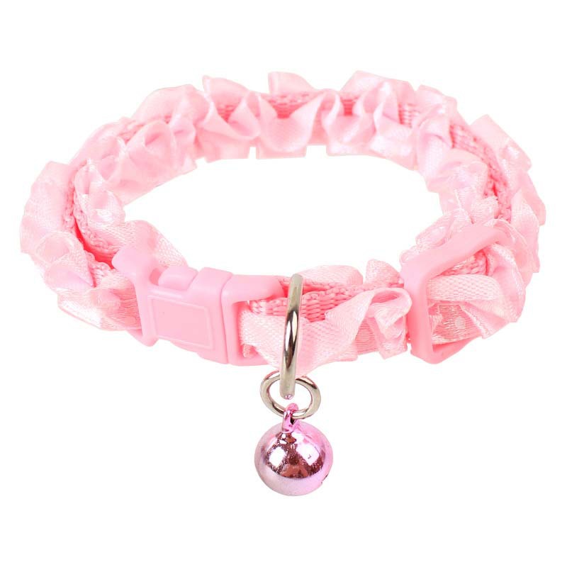HKM-0723901 Lace Pet Collar Necklace for Cats and Dogs with Bell - Mohair Material, Multiple Color Options