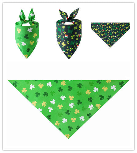 HKM-0724285 Irish Festival Cartoon Pet Triangle Scarf - Two Stylish Designs in Polyester