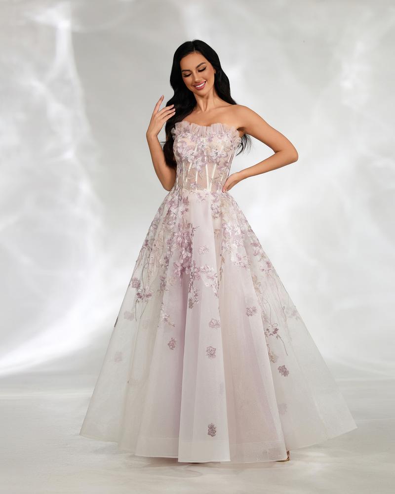 HKM-072787 Elegant Pink Evening Gown for Women, Style EZ25137