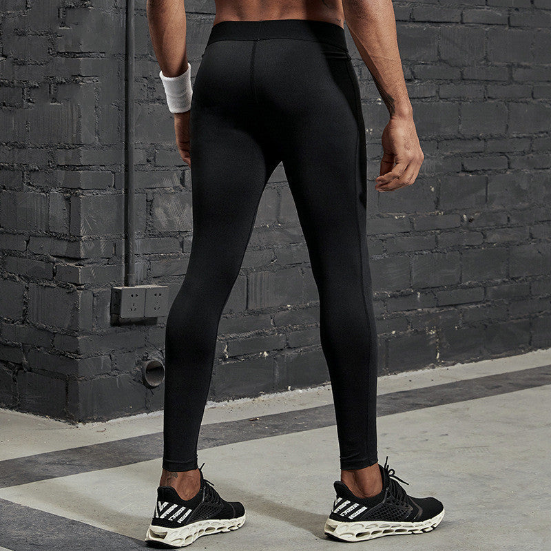 HKM-072787 Men's Casual Harem Fitness Pants with Elastic Waistband and Slim Fit Design in Black