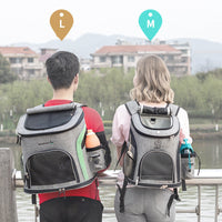 HKM-0728125 Pet Carrier Backpack for Small Pets - Durable Nylon, Breathable, 20kg Capacity - Available in Gray, Green, Orange, Blue