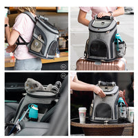 HKM-0728125 Pet Carrier Backpack for Small Pets - Durable Nylon, Breathable, 20kg Capacity - Available in Gray, Green, Orange, Blue