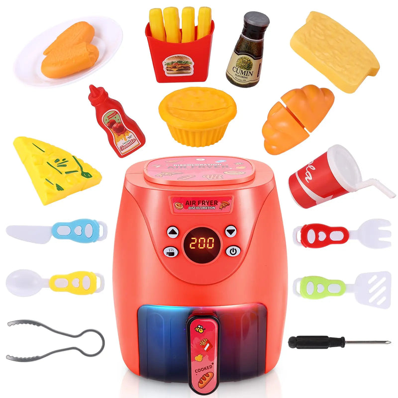 HKM-072915 Kids Color Changing Air Fryer Pretend Play Kitchen Toy - Safe ABS Plastic, Ages 2 and Up