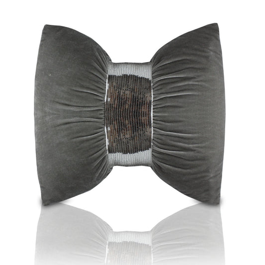 HKM-072915 Velvet Sequin Bow Throw Pillow Cushion - Plain Modern Style, 45x45cm or 60x60cm
