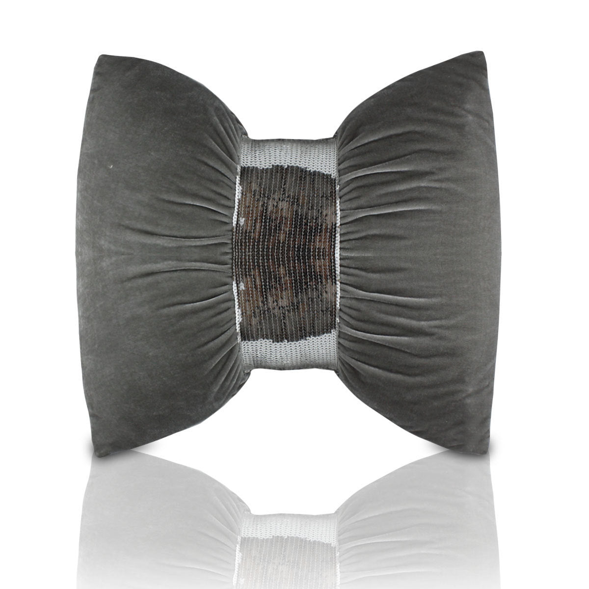 HKM-072915 Velvet Sequin Bow Throw Pillow Cushion - Plain Modern Style, 45x45cm or 60x60cm