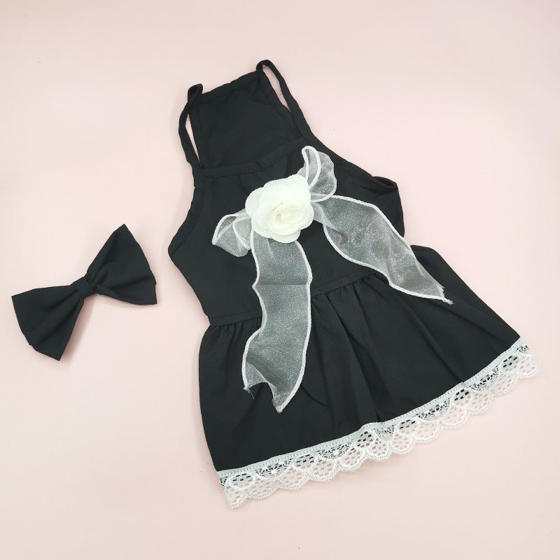 HKM-0730045 Floral Cotton Slip Dress with Mesh Skirt for Pets - Suitable for Cats and Dogs