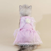 HKM-0730045 Floral Cotton Slip Dress with Mesh Skirt for Pets - Suitable for Cats and Dogs