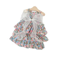 HKM-0730045 Floral Cotton Slip Dress with Mesh Skirt for Pets - Suitable for Cats and Dogs