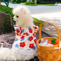HKM-0730045 Floral Cotton Slip Dress with Mesh Skirt for Pets - Suitable for Cats and Dogs