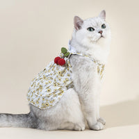 HKM-0730045 Floral Cotton Slip Dress with Mesh Skirt for Pets - Suitable for Cats and Dogs