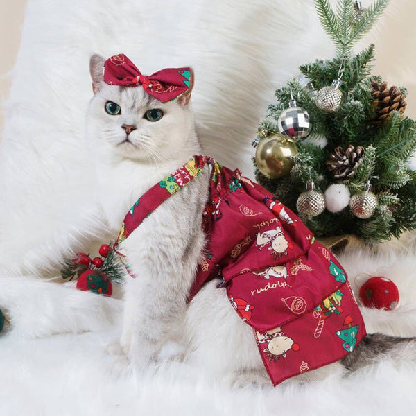 HKM-0730045 Floral Cotton Slip Dress with Mesh Skirt for Pets - Suitable for Cats and Dogs