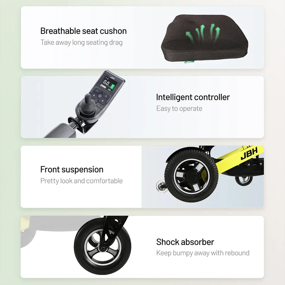 HKM-073107 Aluminum Alloy Electric Wheelchair with 350W Motor and Removable Battery, 35-40 KM Range, 300 KG Capacity