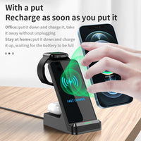 HKM-073107 Three-in-One Wireless Charger with Indication Function - Compatible with Multiple Devices