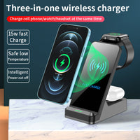 HKM-073107 Three-in-One Wireless Charger with Indication Function - Compatible with Multiple Devices