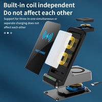 HKM-073107 Three-in-One Wireless Charger with Indication Function - Compatible with Multiple Devices