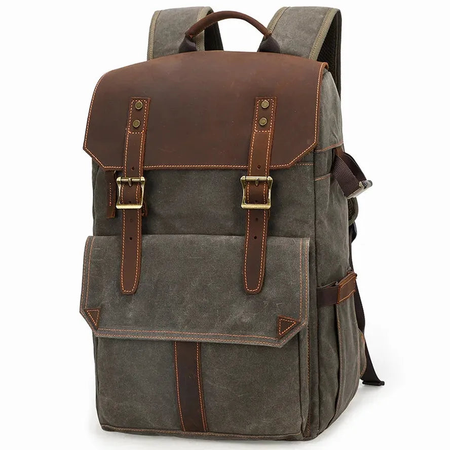 HKM-073107 Vintage Waxed Canvas Camera Bag for DSLR and Video Equipment