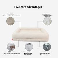 HKM-0731709 Waterproof Dog Kennel Bed - Removable Memory Sponge Cushion in Milky White