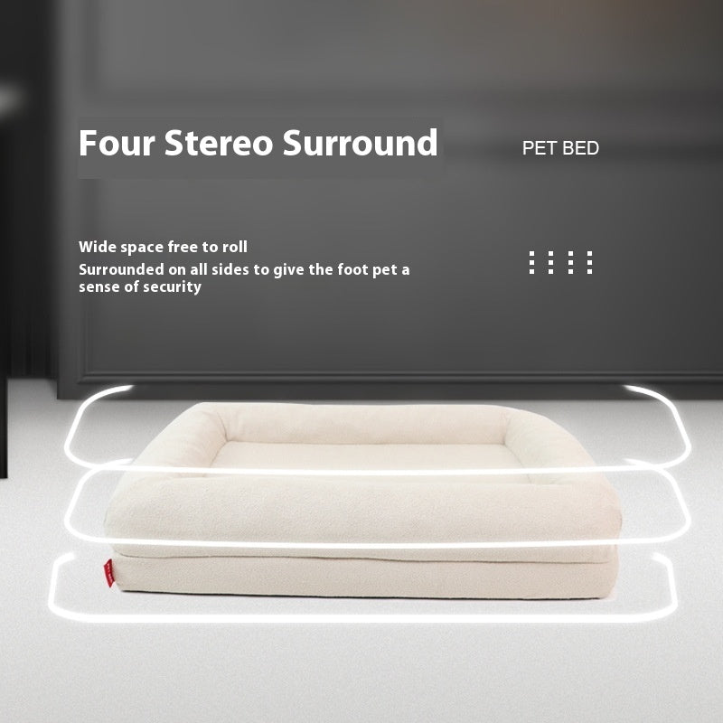 HKM-0731709 Waterproof Dog Kennel Bed - Removable Memory Sponge Cushion in Milky White