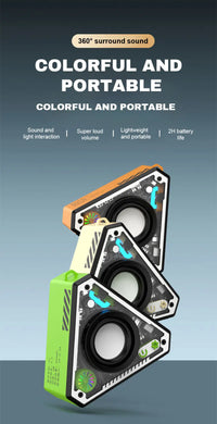 HKM-073235 Transparent Wireless Bluetooth Speaker with LED Lights and Mini Subwoofer - TWS Stereo Sound Box