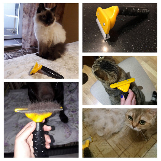 HKM-0733245 Eco-Friendly Pet Comb for Dogs and Cats ¨C Blue & Yellow Travel Brush for All Sizes