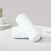 HKM-073363 Ergonomic Blue and White Memory Foam Neck Roll Pillow 46 x 10 cm