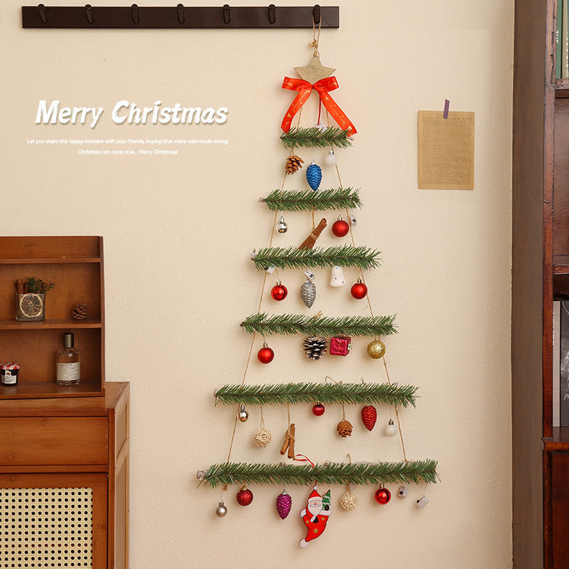 HKM-073363 Luminous Non-woven Christmas Tree Wall Decor for Doors and Windows in Green and Red
