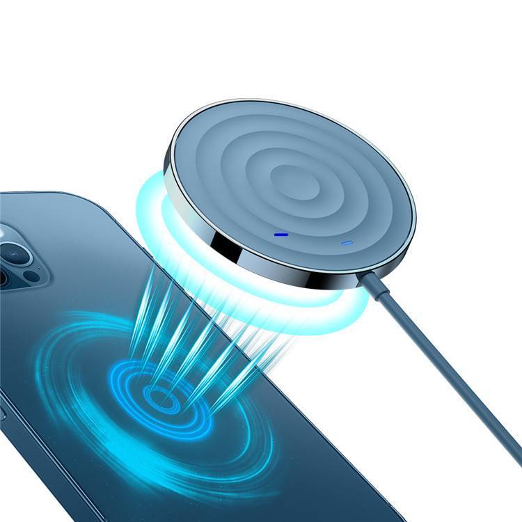 HKM-073427 15W Magnetic Wireless Charger - Fast Charging with 6-8mm Distance Detection, ABS Material