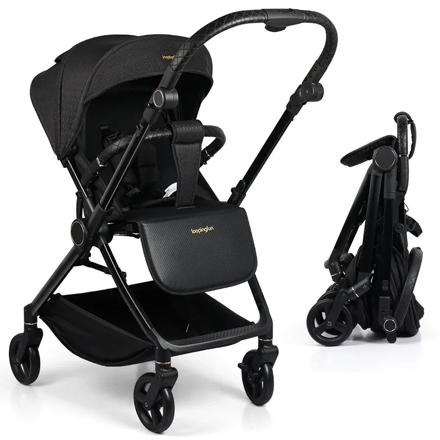 HKM-073427 3 in 1 Foldable Aluminium Frame Baby Stroller with Two-Way Seat for Newborns, Lightweight Travel Carriage