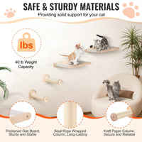 HKM-0734909 Wall-Mounted Cat Furniture Set with Jump Posts, Hammocks, and Removable Coral Fleece for Climbing and Playing