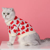 HKM-0735421 Cozy Red Heart Knitted Sweater for Small Dogs and Cats in Various Sizes