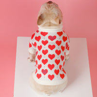HKM-0735421 Cozy Red Heart Knitted Sweater for Small Dogs and Cats in Various Sizes