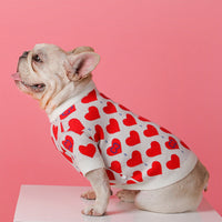 HKM-0735421 Cozy Red Heart Knitted Sweater for Small Dogs and Cats in Various Sizes
