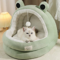 HKM-0736061 Winter Warm Closed Cat Nest with Three-Layer Fleece Lining - Available in S, M, L Sizes