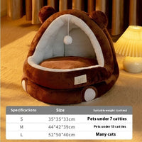 HKM-0736061 Winter Warm Closed Cat Nest with Three-Layer Fleece Lining - Available in S, M, L Sizes