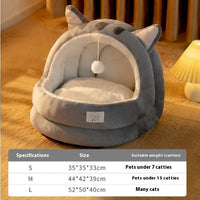 HKM-0736061 Winter Warm Closed Cat Nest with Three-Layer Fleece Lining - Available in S, M, L Sizes
