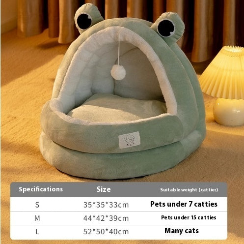 HKM-0736061 Winter Warm Closed Cat Nest with Three-Layer Fleece Lining - Available in S, M, L Sizes