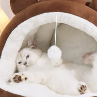HKM-0736061 Winter Warm Closed Cat Nest with Three-Layer Fleece Lining - Available in S, M, L Sizes
