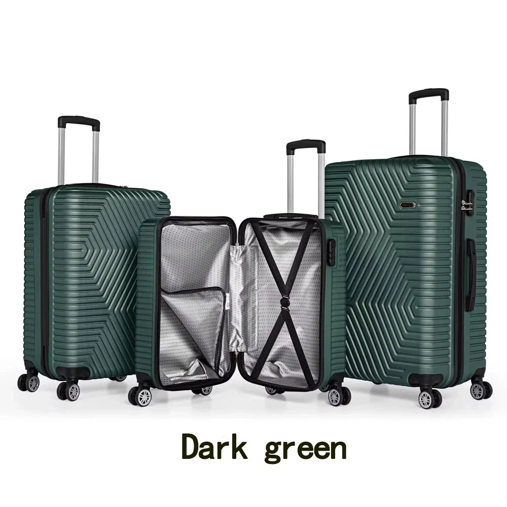HKM-073619 3-Piece Spinner Trolley Luggage Set with Durable ABS Material for Travel