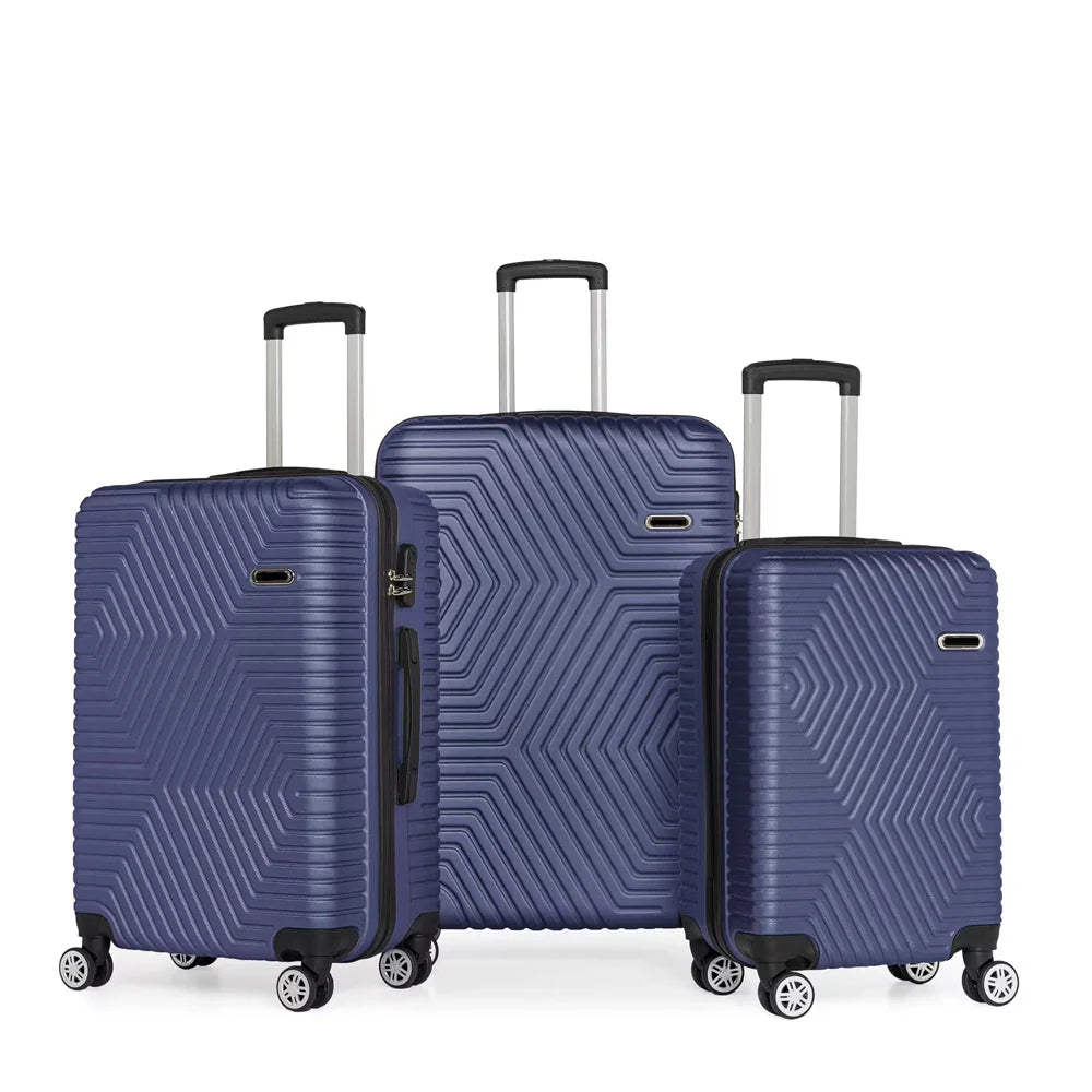 HKM-073619 3-Piece Spinner Trolley Luggage Set with Durable ABS Material for Travel
