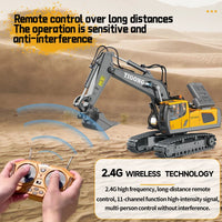 HKM-073683 2.4G Wireless Remote Control Mini Excavator Toy - Metal Engineering Construction Digger Vehicle