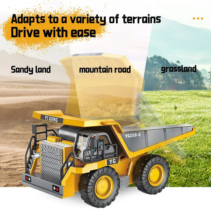 HKM-073683 2.4G Wireless Remote Control Mini Excavator Toy - Metal Engineering Construction Digger Vehicle