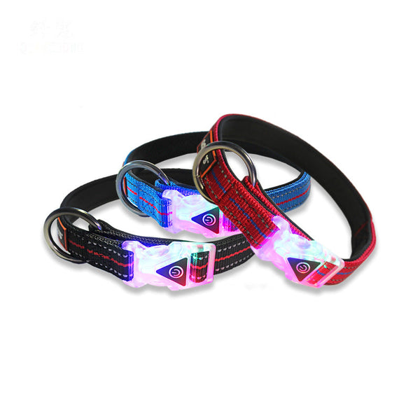 HKM-0739389 Luminous Nylon Reflective Pet Collar Leash with Multi-Flash Modes