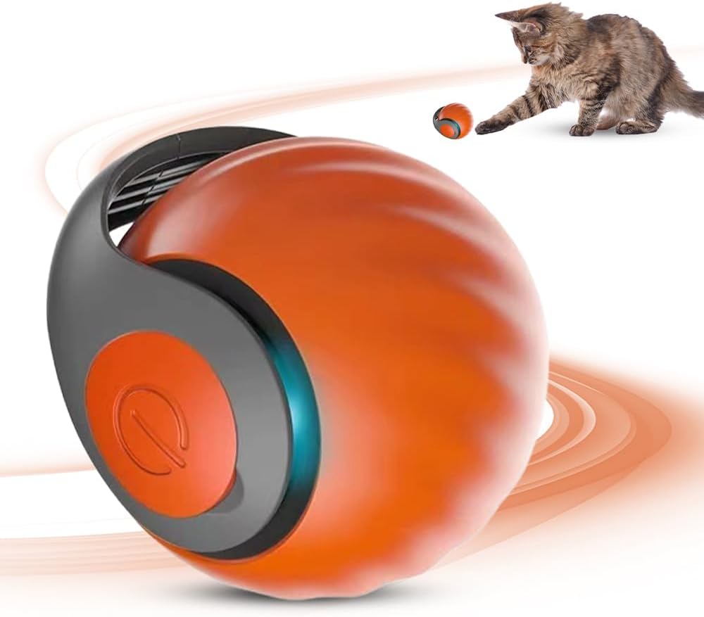 HKM-0740669 Self-Rolling Interactive Cat and Dog Toy Ball - Rechargeable, Durable, and Easy to Clean